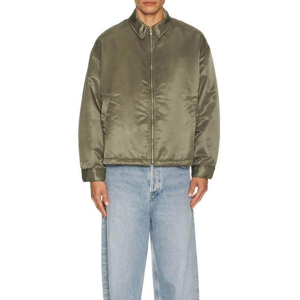 AGOLDE Bomber Jacket Mens Large Green Shiny Zip Up RADCLIFFE in Techno $495